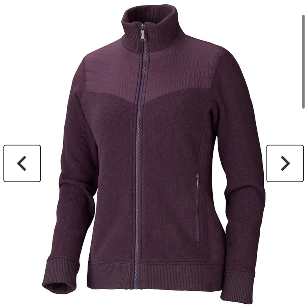 Marmot Tech Sweater Jacket Full Zip size small color wine/burgundy.